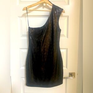 Forever 21 Black Sequin One Shoulder Cocktail Dress